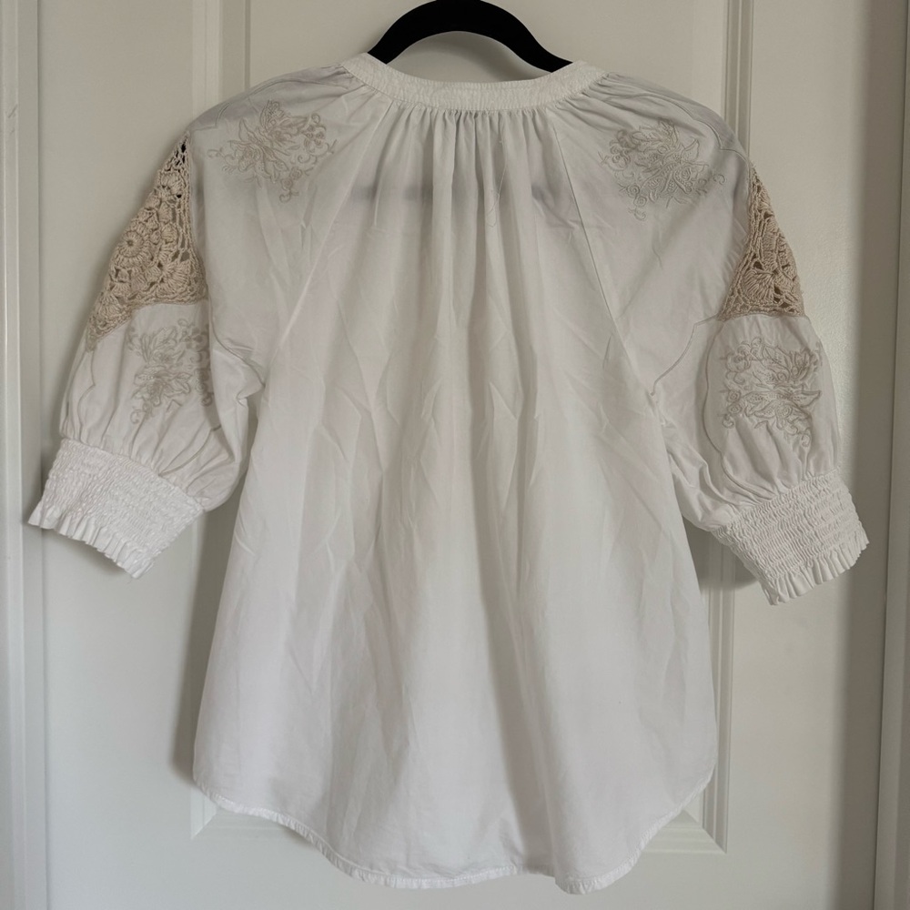 Wonderly Ivory Blouse with Floral Embroidery, S - Picture 2 of 15